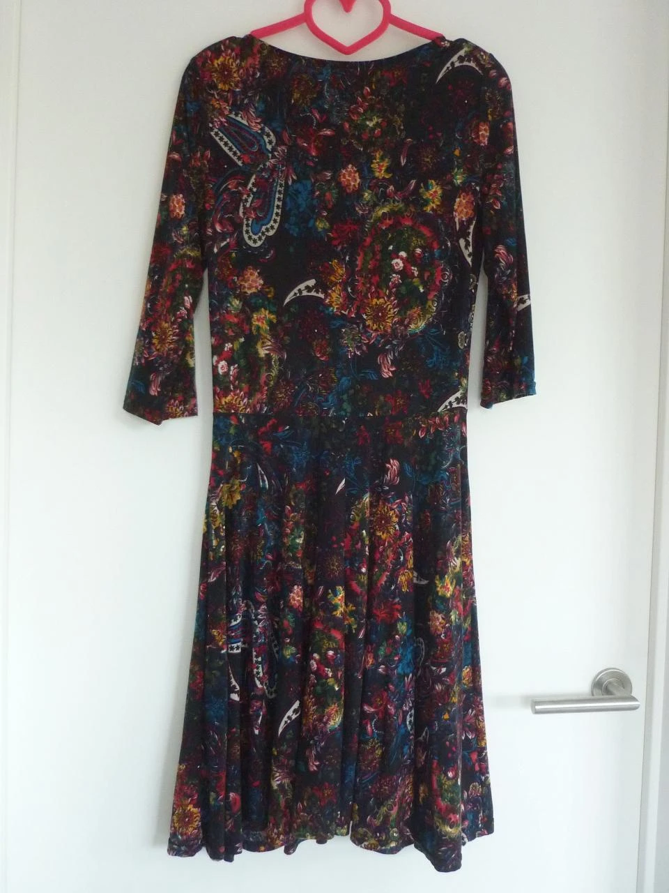 Vestido con motivo turquesa oscuro con mangas 3/4 Talla 38 – photo 6